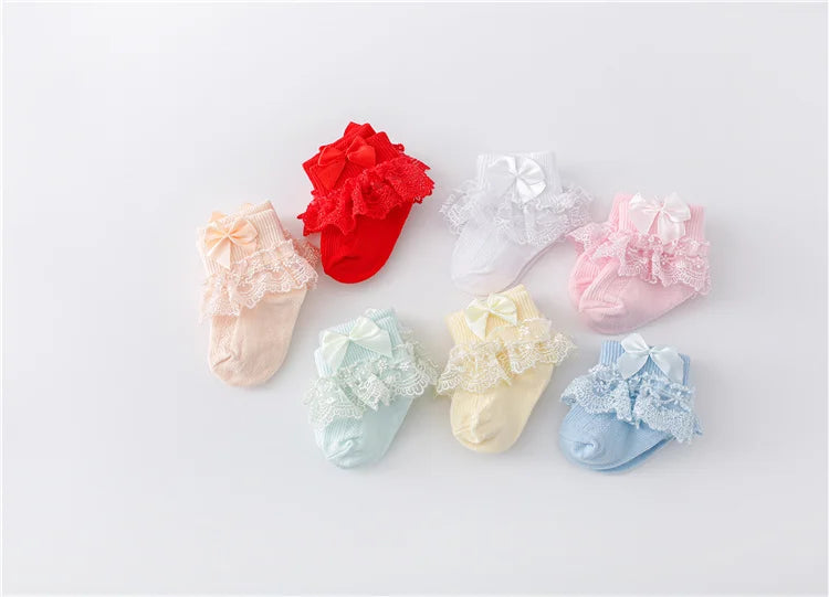 Kiki's Baby Closet Baby Girl Lace Princess Bow Socks