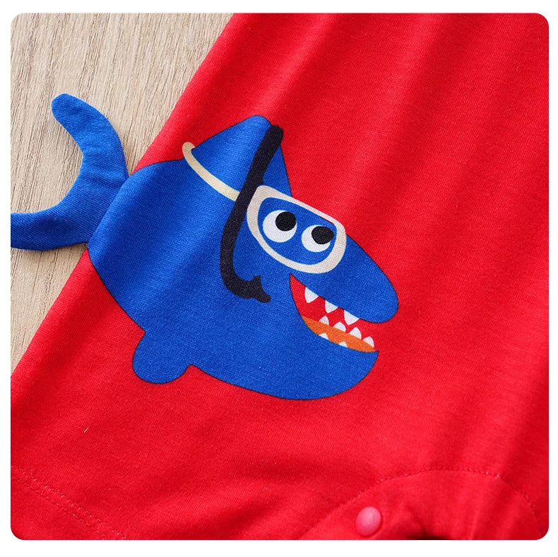 Kiki's Baby Closet Baby Boy Shark Short Sleeve Onesie