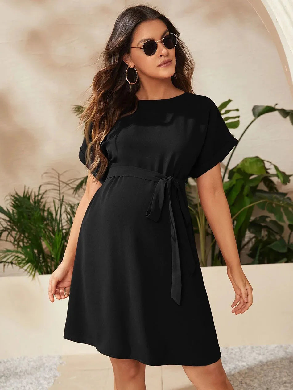 Kiki's Baby Closet Casual Maternity Tied Waist Dress