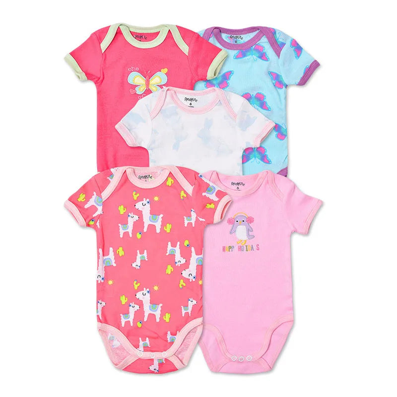 Kiki's Baby Closet 5Pcs 3M-24M Short Sleeve Winggle-in Infant Baby Bodysuit